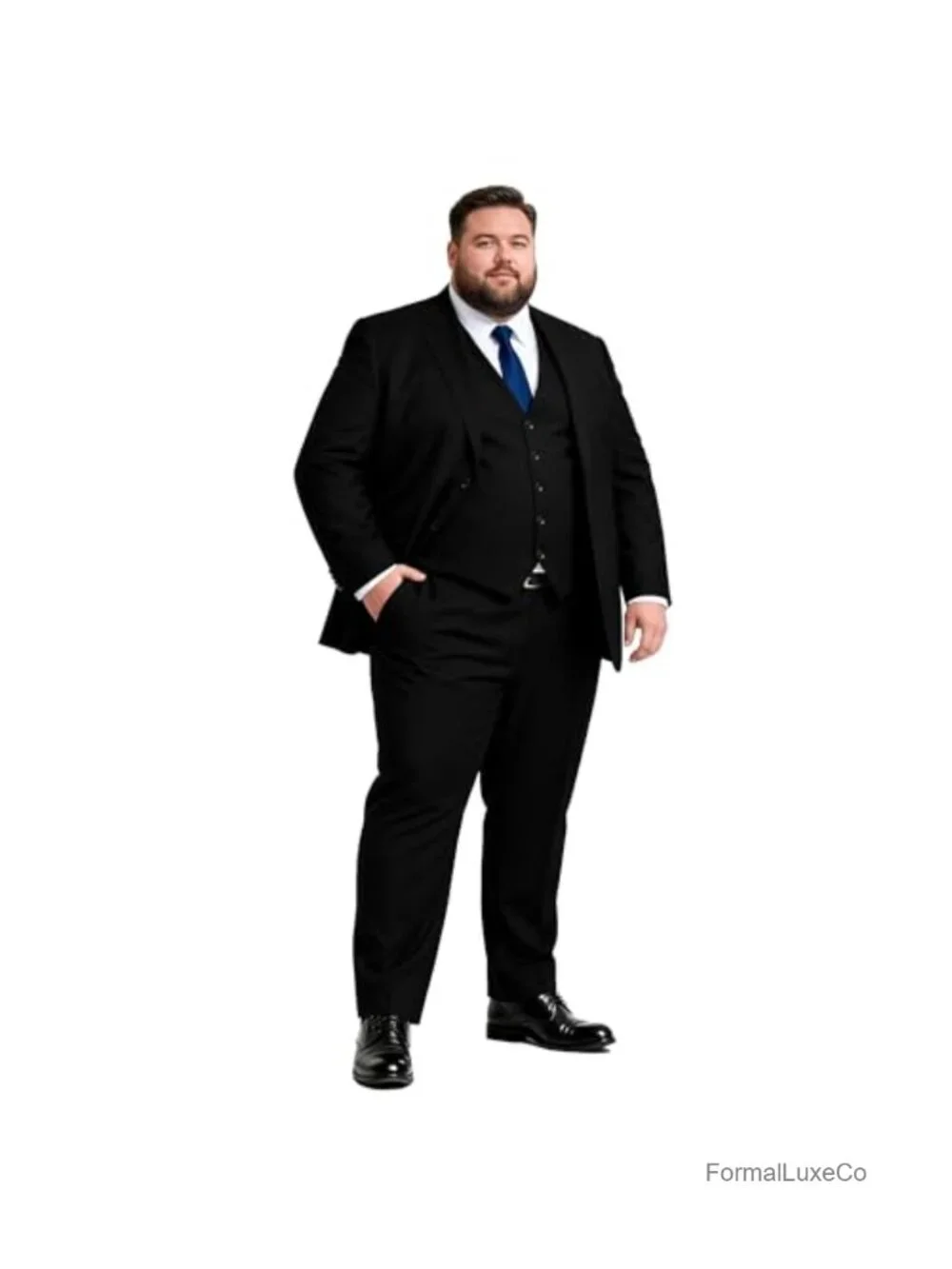 Big & Tall 3 Piece Tuxedo Suit Set Jacket Vest Pants Classic Fit Formal